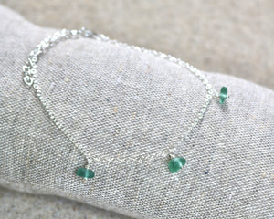 Unika sea glass armbånd - sølv