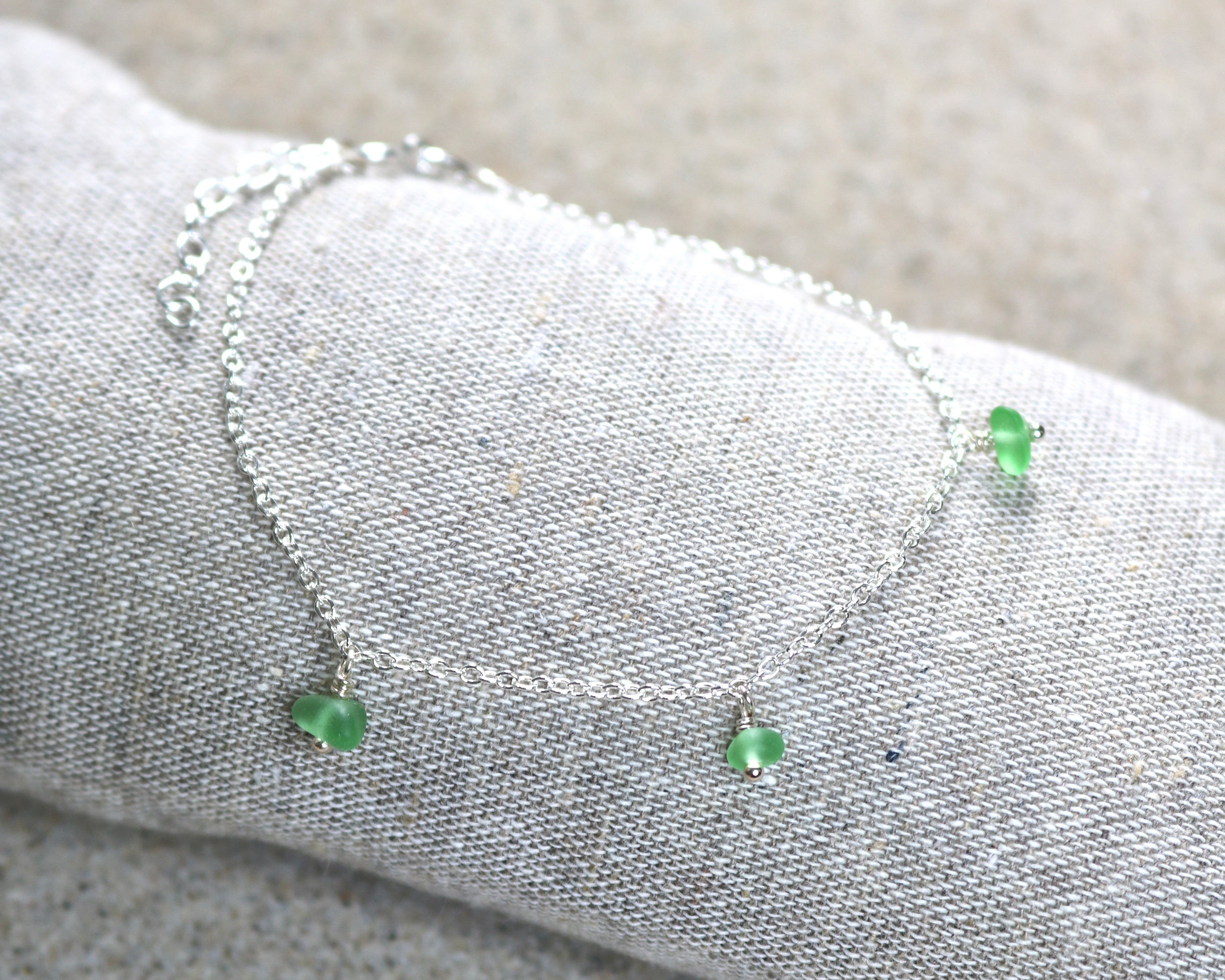 Unika sea glass armbånd - sølv